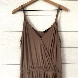 F21 Taupe Brown Cami Strap Cinched Waist Jumpsuit